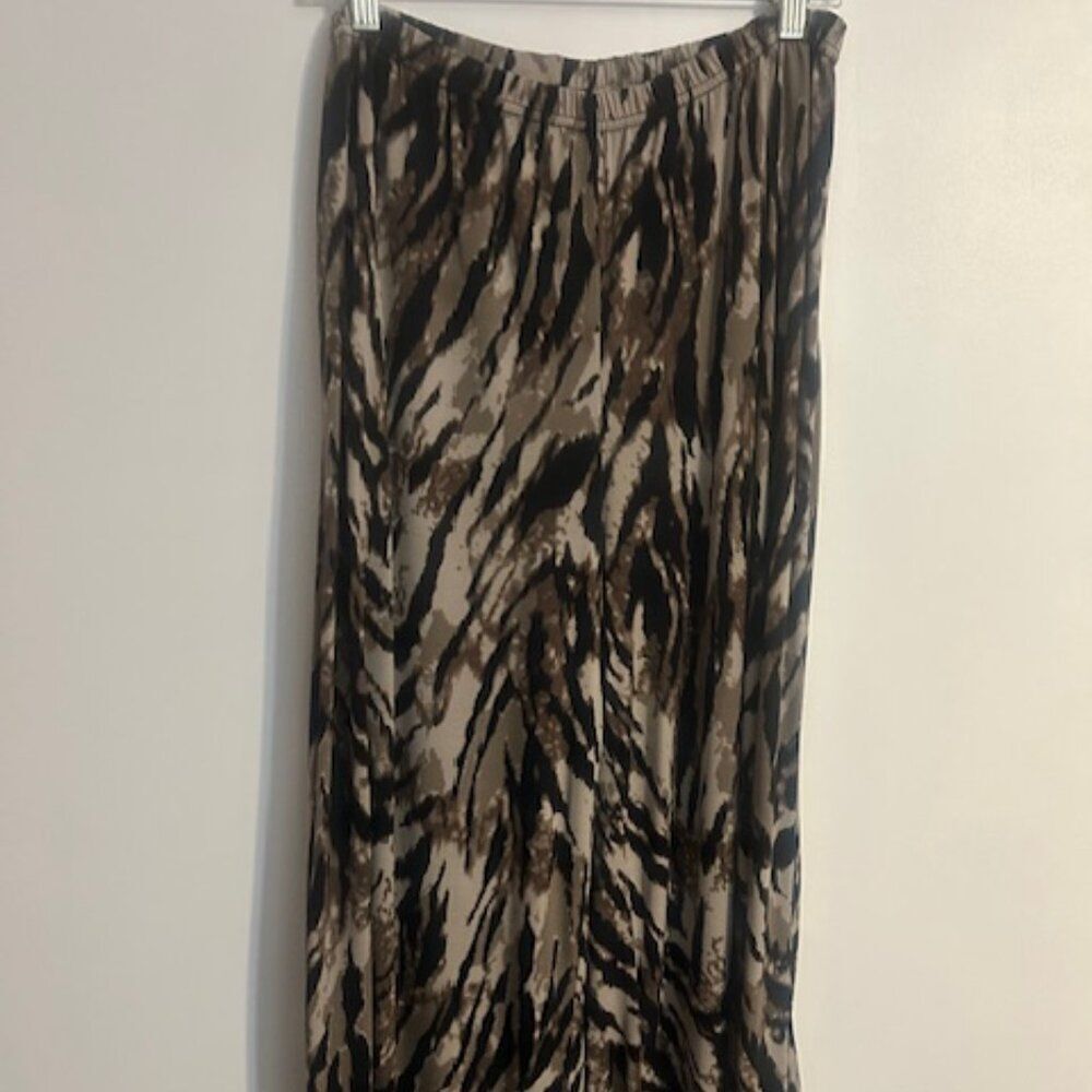 Dress Barn Brown/Black animal print wide-leg pants, size 14/16